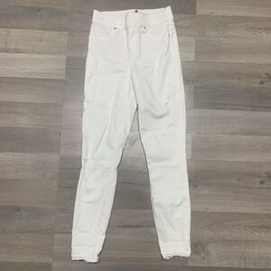 Spanx Jeans Women's White Distressed Ankle Slim Raw Hem Pull On 20229R - Size XS
